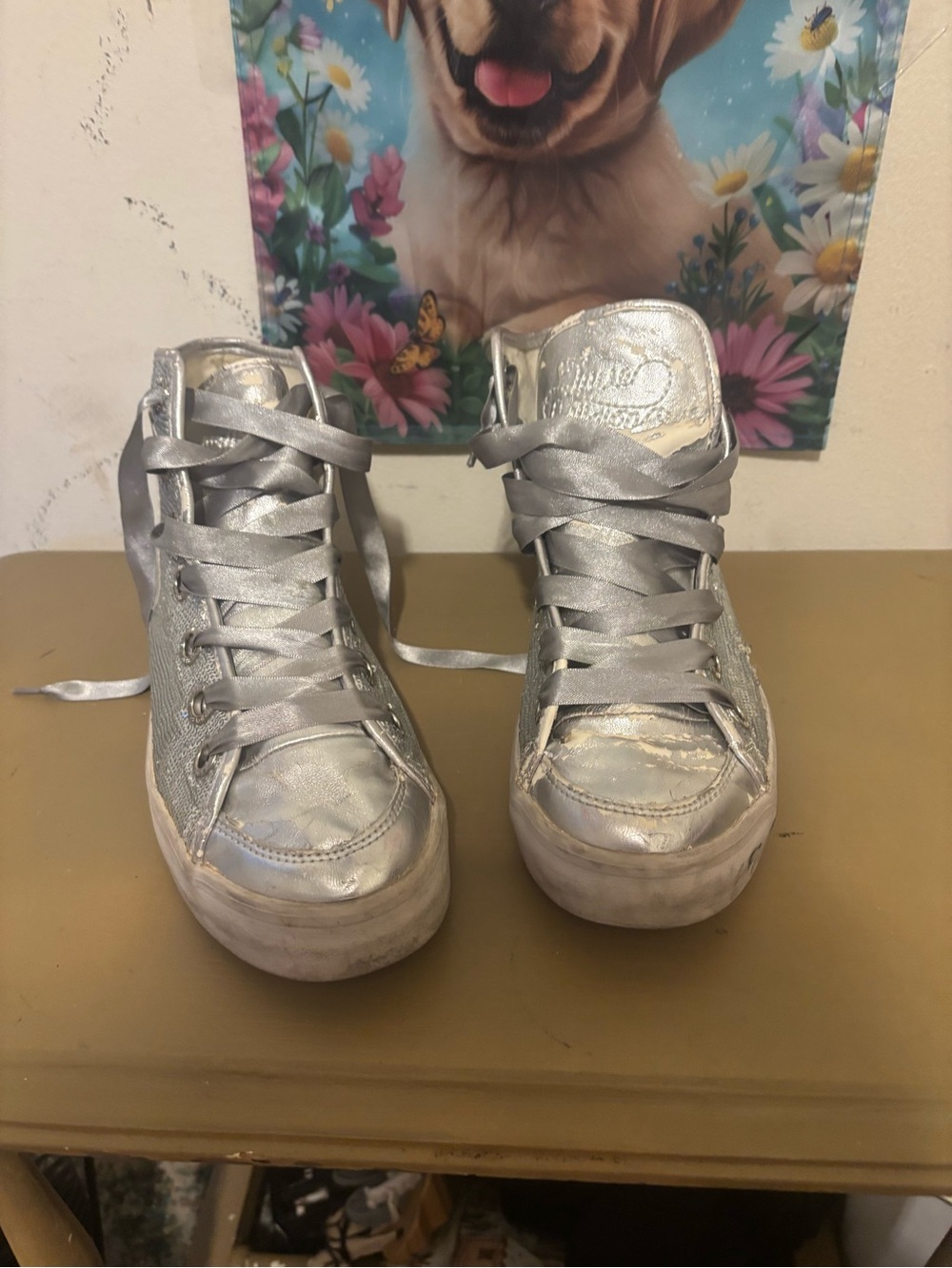 True Religion Silver High-Top Sneakers